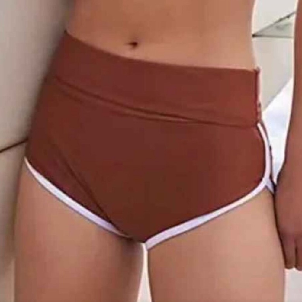 New Salt Gypsy x Free People Betty XL Brown High Waisted Piped Surf Boy Shorts